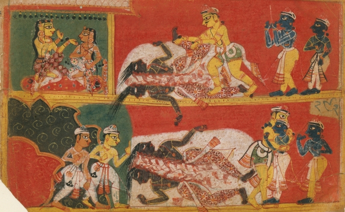 Bhima Slays Jarasandha - Picture (d) Wikipedia
